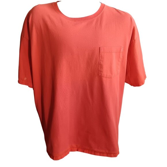 2XL Vintage T-shirt 90's Anvil Coral Pink Pocket Bleach Stains Grunge Skater - Picture 2 of 7